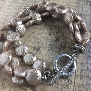 Sterling silver 3 strand beaded bracelet